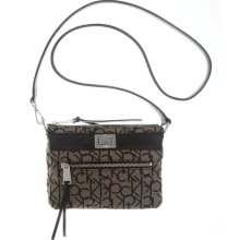 Calvin Klein Handbag Nappa Valley Ck Jacquard Crossbody Signature Black Logo