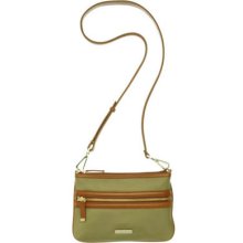 Calvin Klein Nylon Front Zip Crossbody In Green