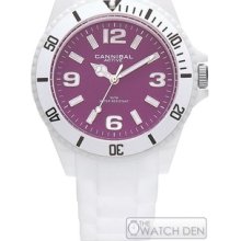 Cannibal - Childrens White Rubber Purple Dial Watch - Cj209-01b