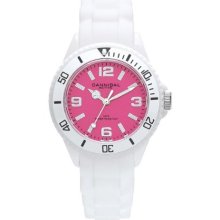 Cannibal Kid's Quartz Watch With Pink Dial Analogue Display And White Silicone Strap Ck215-01E