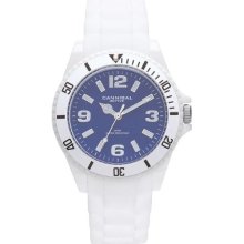 Cannibal Unisex Quartz Watch With Blue Dial Analogue Display And White Silicone Strap Cj209-01D