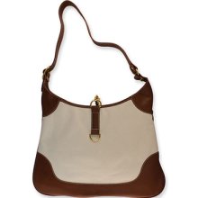 Canvas & Leather Hobo Handbag Jackie Kennedy Purse