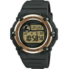 Casio Baby-g Bg3000-3cr Black Resin Green Dial Women's Watch