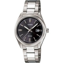 Casio Ltp-1302d-1a1 Date Black Dial Steel Ladies Wrist Watch