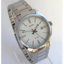 Casio Steel White Dial With Date Men's Watch