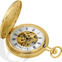 Charles Hubert Classic Mechanical Movement High Polish Gold Tone Pocket Watch 3576-G