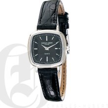 Charles Hubert Premium Ladies Square Black Dial Watch with Black Genuine Crocodile Strap 6681-WB