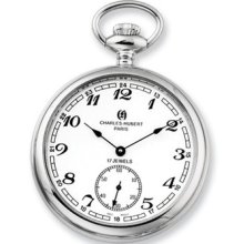 Charles Hubert Stainless Steel Open Face Pocket Watch Xwa2744