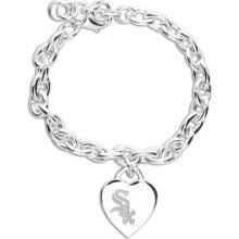 Chicago White Sox Ladies Silver Heart Charm Bracelet