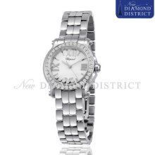 Chopard Happy Sport Round 1.25ct Total Pave Set Big Diamond 30mm Steel Watch