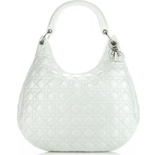 Christian Dior White Patent Leather Cannage Hobo