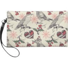 Christmas birds Wristlet Purse