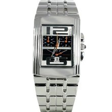 Chronotech Mens Highway Stainless Watch - Silver Bracelet - Black Dial - CHTCT.7018B/03M
