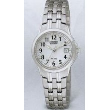 Citizen Eco Drive Ladies` Stainless Steel Bracelet Watch (26 Mm Case)