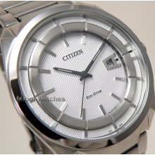 Citizen Men Eco Drive Stanless Steel Band White Face Date 50m Aw1010-57b