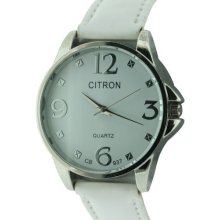 Citron Women's Quartz Watch With White Dial Analogue Display And White Plastic Or Pu Strap Cb937/A