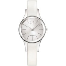 ck Calvin Klein Watch, Womens Swiss Simplicity White Leather Strap 28m