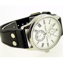 Classical Parnis White Dial Power Reserve Date Meter Automatic Mens Watch 164h