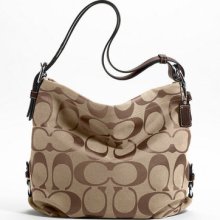 Coach 24cm Signature Duffle Hobo Shoulder Bag Purse Handbag F15067