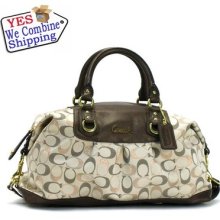 Coach Ashley 3cl Metallic Lg Satchel Bag In Khaki Gold Multi F 20266 $398