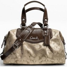 Coach Ashley Signature Satchel Style F19242 Khaki/mahogany