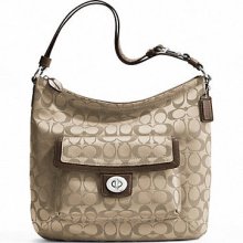 Coach F19232 Coach Penelope Signature Sateen Convertible Bag $298 Mahogany Khaki