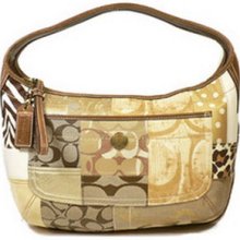 Coach Khaki Patchwork Hobo Handbag