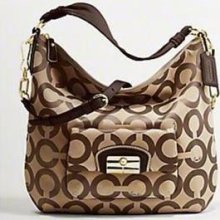 Coach Kristin Cc Logo Opt Act Hobo Purse Handbag Bag 14911 Khaki