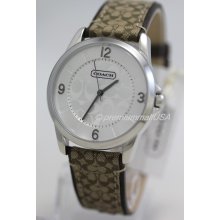 Coach men women watch 14601507 classic khaki logo leather strap 38mm NEW