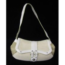 Cole Haan Tan White Flap Front Small Shoulder Handbag