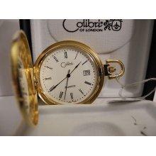 Colibri Swiss Goldtone White Face Pocket Watch/ Date