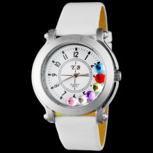 Colorful Rhinestones Decoration Quartz Analog Wrist Watch (White) - White - Stainless Steel