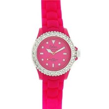 Colori Pink 30m, Rotating Crystal Bezel Rubber Strap Ladies Watch - Gotw75