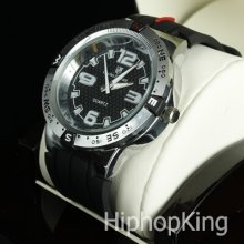 Compass Style Look Hip Hop Watch Black Designer Authentic Strap Water Resistance