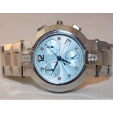 Concord La Scala Mid-size Blue Dial Chronograph Swiss Men's Watch W/ Diamonds