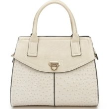 Cream Ladies Handbag Shoulder Bag Mock Croc Faux Leather Design