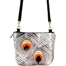 Crossover Shoulder Bag Travel Bag Evening Bag Peacock Feathers Ultra Suede