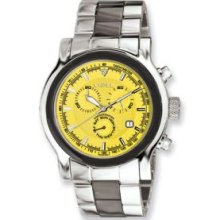 Croton Men's Stainless Steel Swiss Quartz Chronograph with Yellow Dial Watch