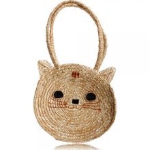 Cute Kitty Shoulder Bag Straw Women's Handbag