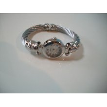 Designer Silver Finish Cable Bangle Watch