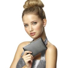 Dessy Matte Satin Pill Box Clutch in Charcoal Gray - Women's Accessori