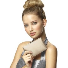 Dessy Matte Satin Pill Box Clutch in Palomino - Women's Accessories