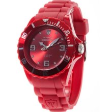 Detomaso Colorato 44Mm Large Unisex Quartz Watch With Red Dial Analogue Display And Red Silicone Strap Dt2012-E