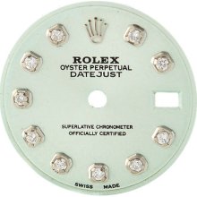 Dial - Rolex Datejust Light Blue Custom Diamond W/gold Mens Ladies Midsize Watch