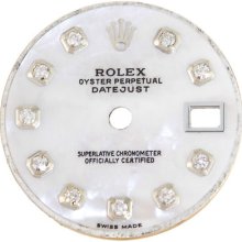 Dial - Rolex Datejust White Mop Pearl Custom Diamond W/gold Mens Ladies Watch