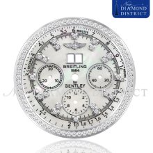 Diamond White Mother Of Pearl Dial Set For Breitling Bentley 6.75 Watch -sku2