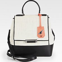 Diane von Furstenberg 440 Colorblock Raffia Small Top Handle Bag - Natural-Black