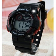 Digital Sports Watch For Men & Boys Dual Movement Waterproof Black