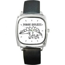 Dinos Rule Dinosaur Cartoon Unisex Square Wrist Watch New