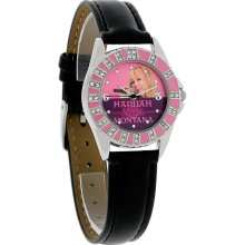 Disney Hannah Montana Ladies Pink Purple Black Leather Band Quartz Watch HM1091